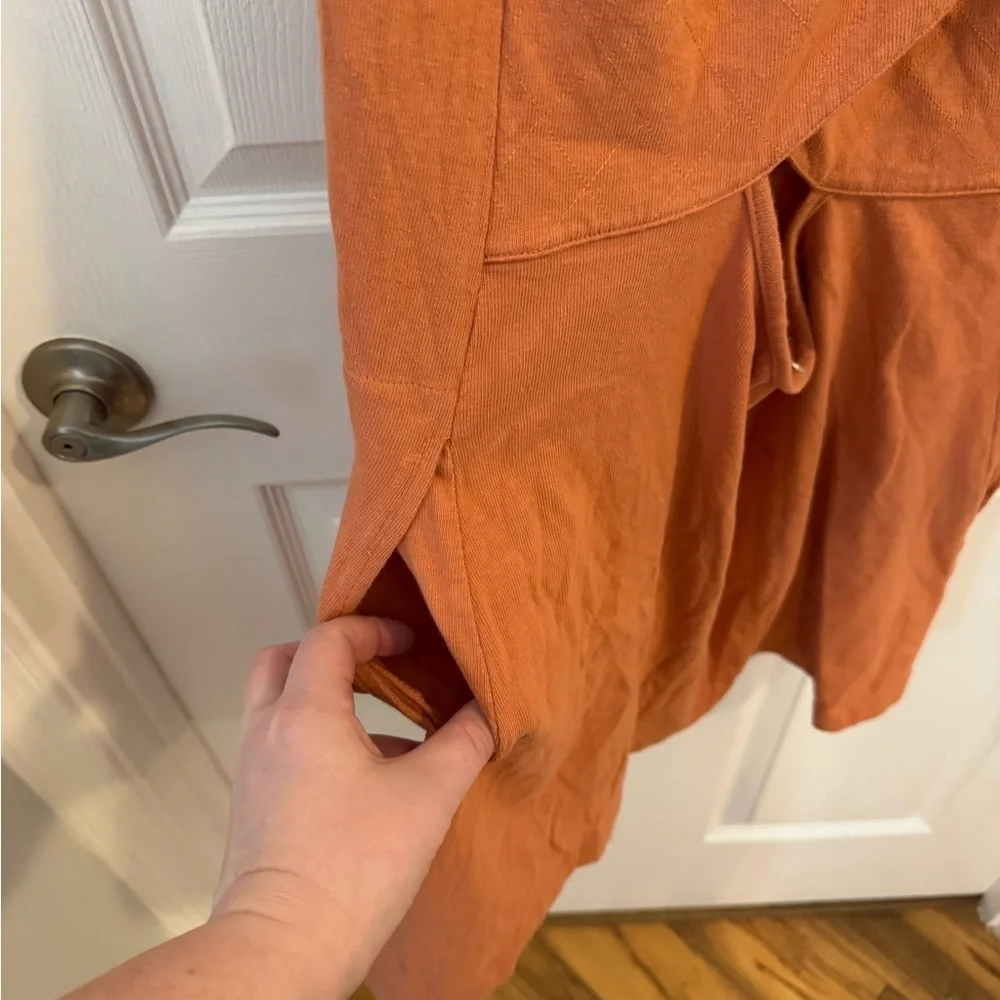 Free People Rust Orange Button-Front Mini Dress